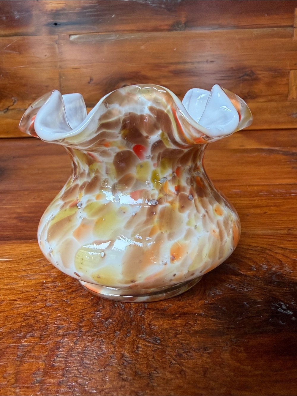 🍂 Rare Vintage Fenton Autumn Orange Murrhina Vase No. 6454-AO  1965-1968 Glass